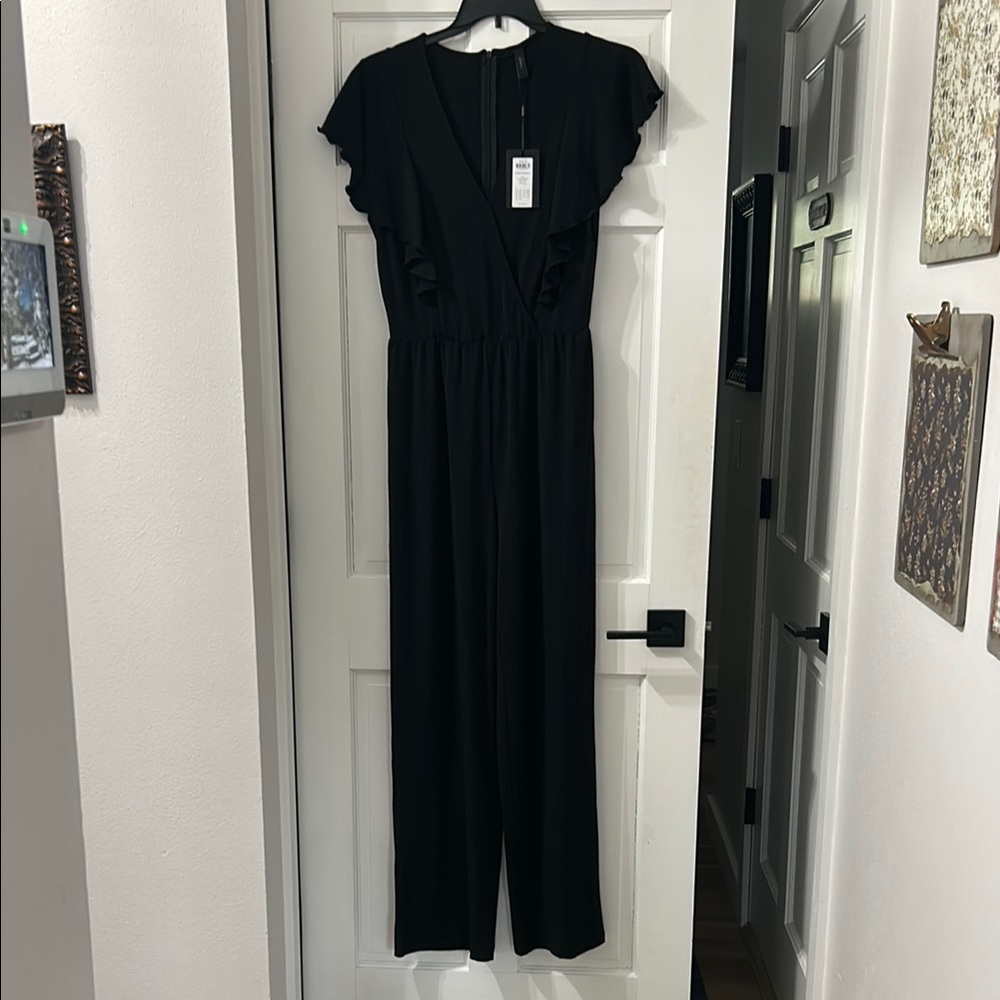 Y.A.S. Black Jumpsuit with Ruffle Sleeves